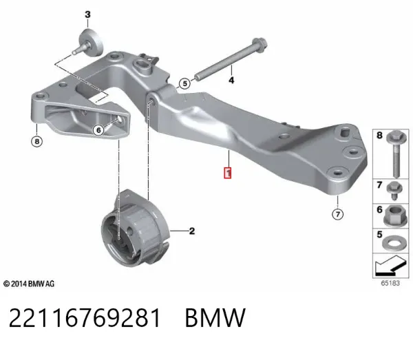 Soporte de la caja de cambios 22116769281 BMW