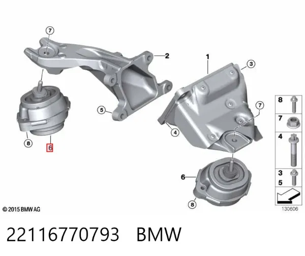 Soporte de motor, Izquierda / Derecha 22116770793 BMW