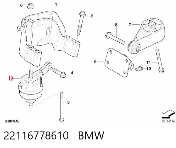 Soporte de motor derecho 22116778610 BMW