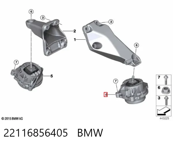 Soporte izquierdo del motor 22116856405 BMW