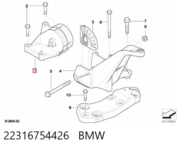 Taco de caja de cambios 22316754426 BMW