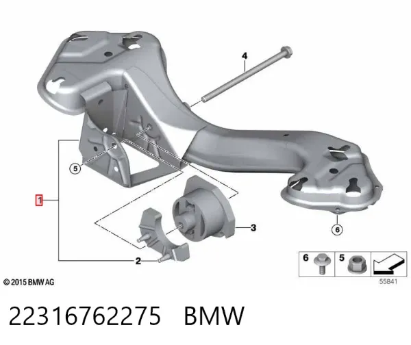 Soporte de la caja de cambios 22316762275 BMW