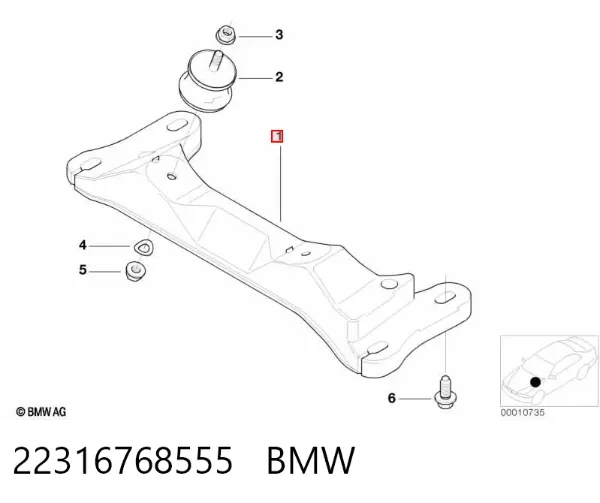 Soporte de la caja de cambios 22316768555 BMW