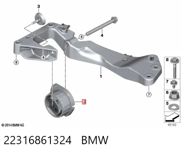 Soporte de la caja de transferencia 22316861324 BMW