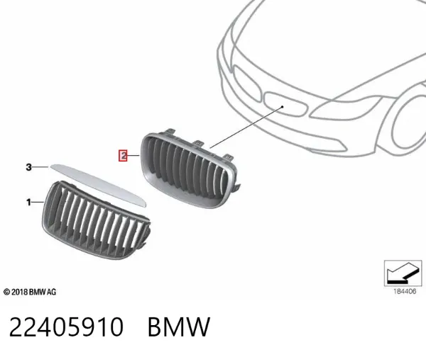Rejilla izquierda 22405910 BMW