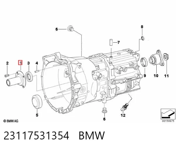 Guía del eje primario de la caja de cambios 23117531354 BMW