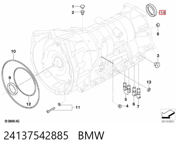 Retén del eje secundario de la transmisión 24137542885 BMW