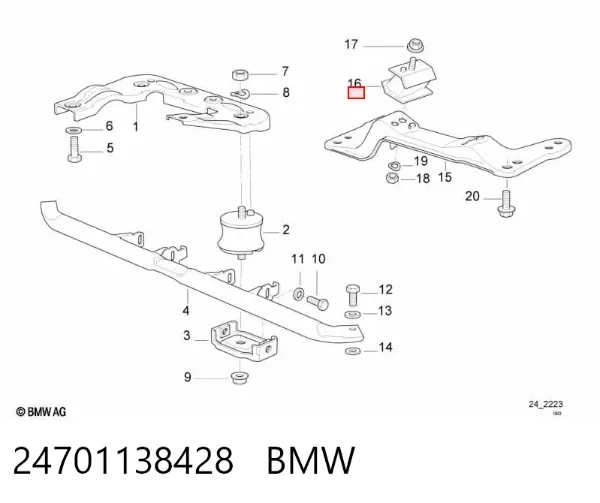Soporte derecho de la transmisión 24701138428 BMW
