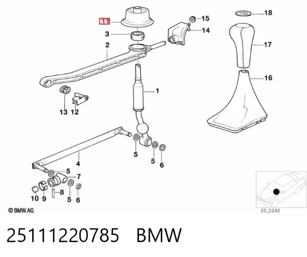 Fuella palanca de cambios 25111220785 BMW