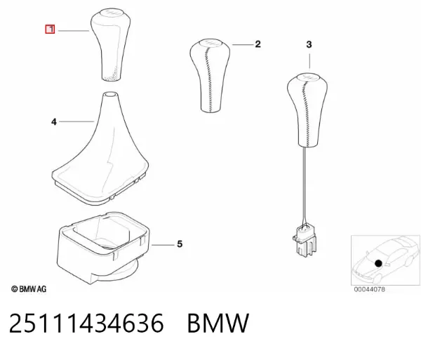 Pomo de palanca de cambios 25111434636 BMW