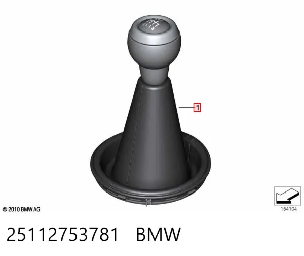 Pomo de palanca de cambios 25112753781 BMW