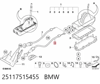 Cable de selección de marchas BMW 25117515455