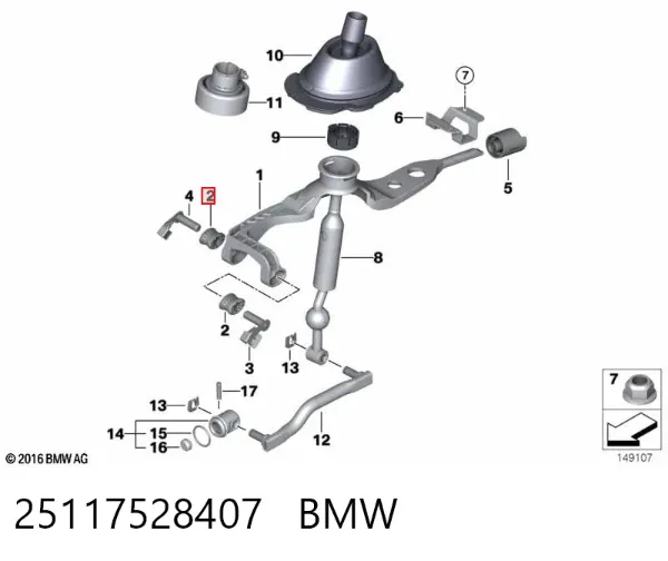 Casquillo palanca cambio 25117528407 BMW