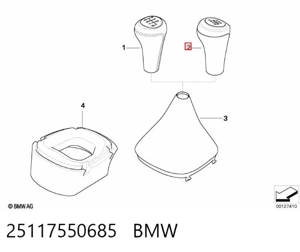 Pomo de palanca de cambios 25117550685 BMW
