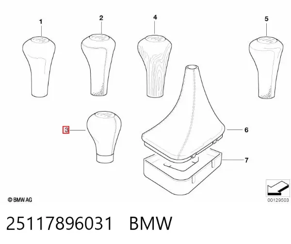 Pomo de palanca de cambios 25117896031 BMW