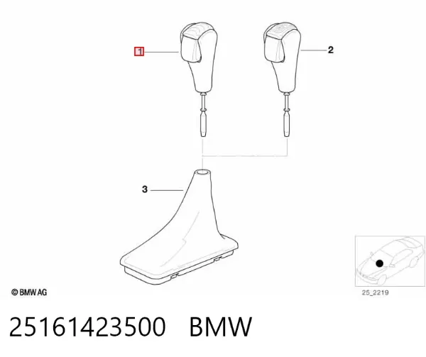 Pomo de palanca de cambios 25161423500 BMW