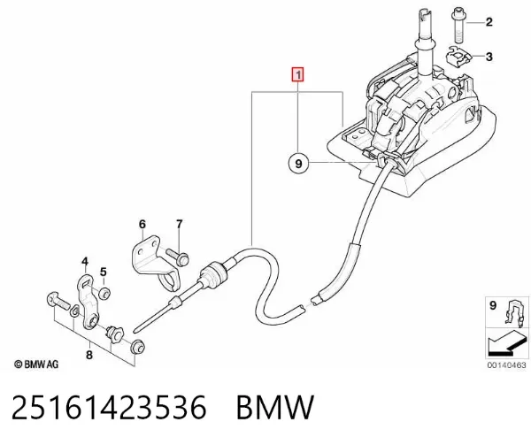 Palanca de cambios 25161423536 BMW