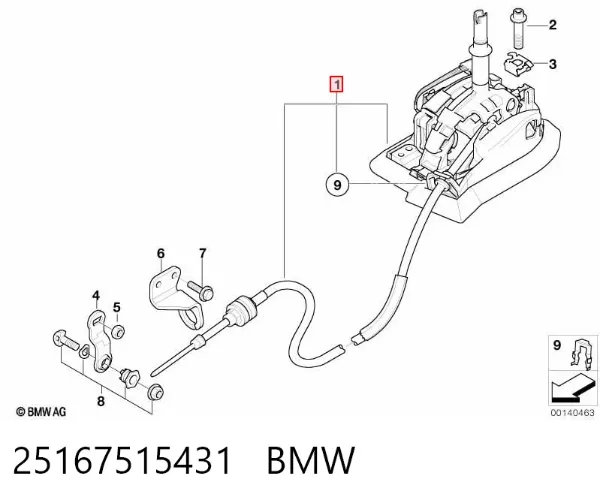 Palanca de cambios 25167515431 BMW