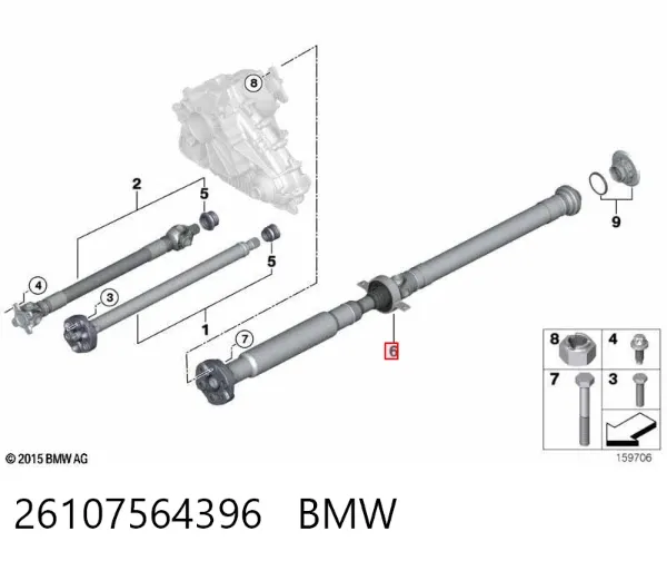 Cardán 26107564396 BMW