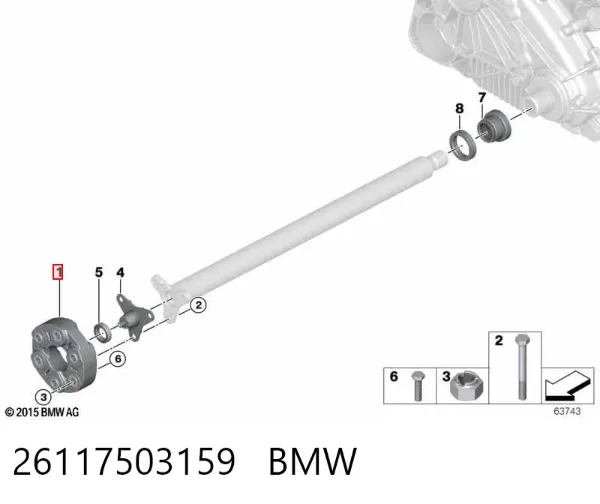 Acoplamiento elástico delantero del cardán 26117503159 BMW