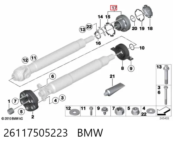 Junta homocinética del eje cardán trasero 26117505223 BMW