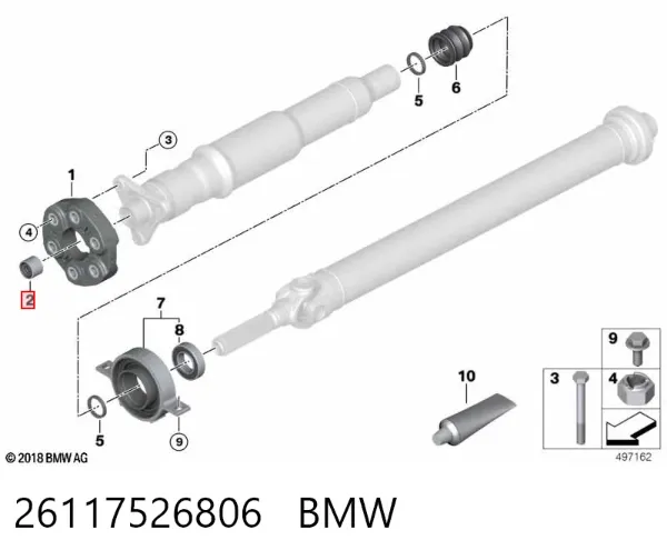 Buje centrador del eje de transmisión 26117526806 BMW