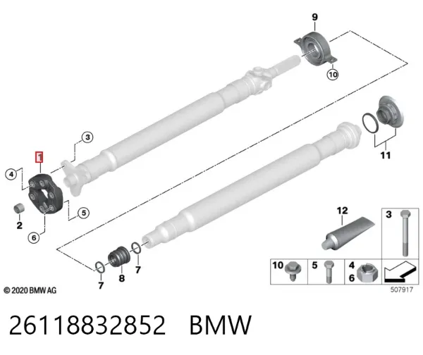 Acoplamiento elástico del cardán 26118832852 BMW