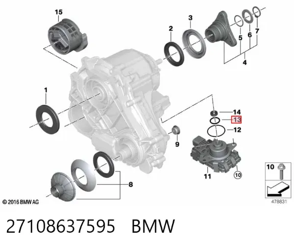 Junta de tapa del tubo de llenado de aceite 27108637595 BMW