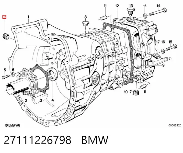 Tapón de llenado del eje trasero/delantero 27111226798 BMW