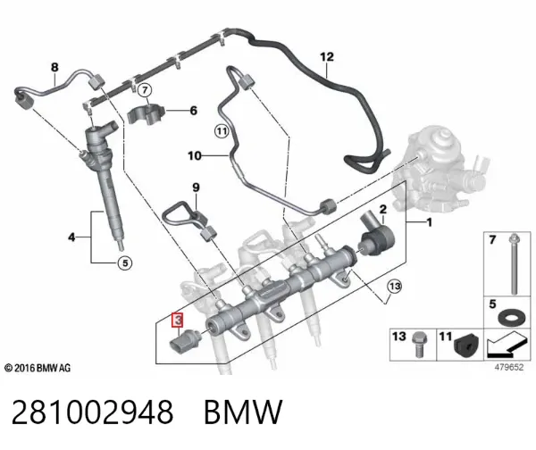 Sensor de presión de combustible 281002948 BMW