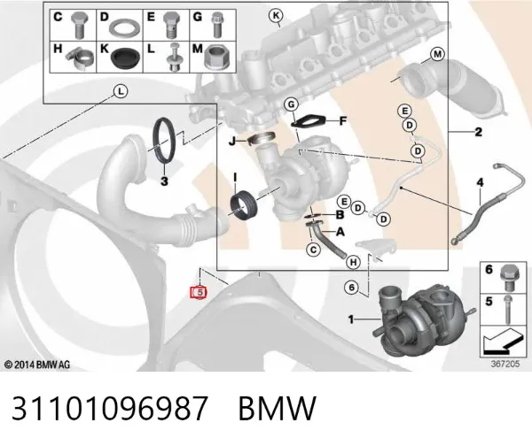Perno de fijación del brazo inferior delantero 31101096987 BMW