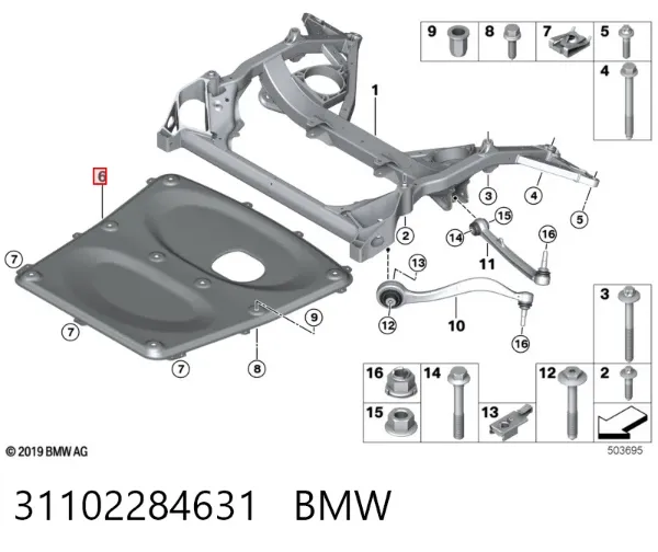Protección motor / empotramiento 31102284631 BMW