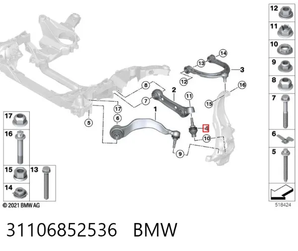 Rótula inferior de suspensión 31106852536 BMW