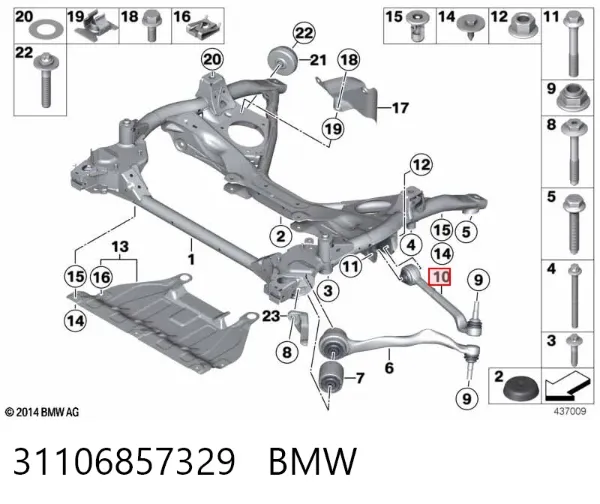 Brazo inferior izquierdo de la suspensión delantera 31106857329 BMW