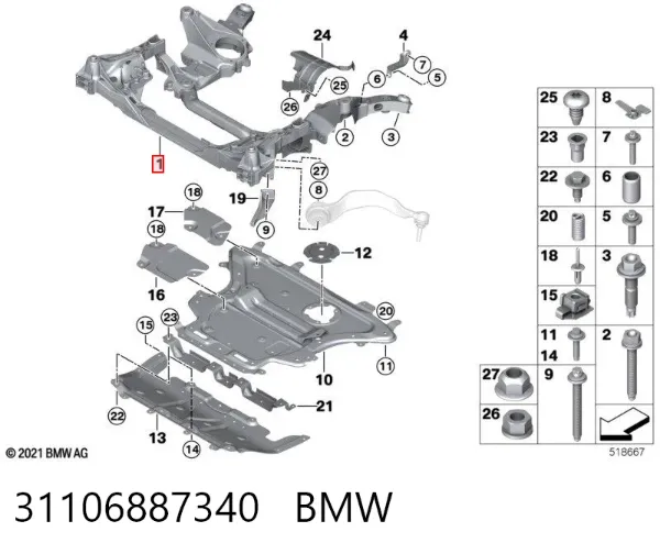Puente delantero 31106887340 BMW