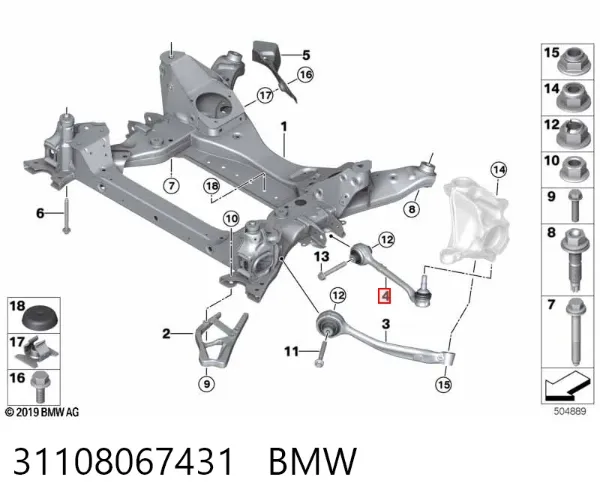 Brazo longitudinal superior trasero izquierdo/derecho 31108067431 BMW