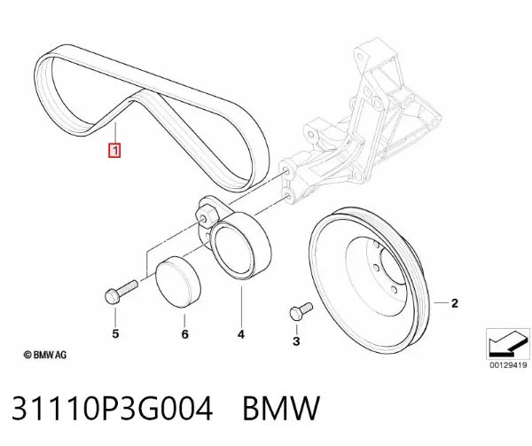 Correa de alternador 31110P3G004 BMW