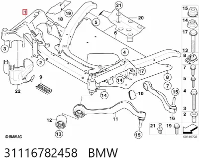 Subchasis delantero soporte motor BMW 31116782458