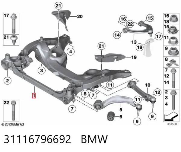 Puente delantero 31116796692 BMW