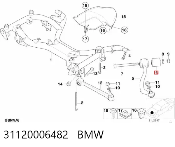 Silentblock del brazo de suspensión 31120006482 BMW
