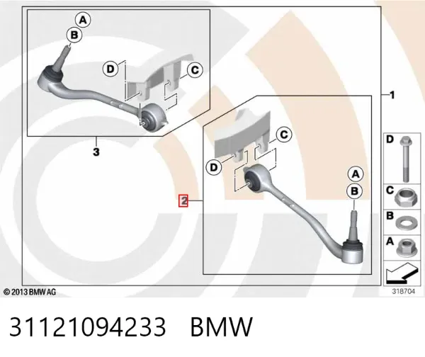 Brazo inferior izquierdo de la suspensión delantera 31121094233 BMW