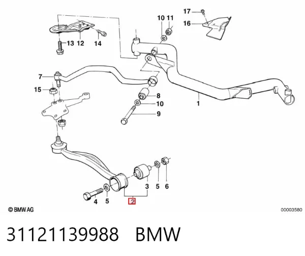 Brazo inferior derecho de la suspensión delantera 31121139988 BMW