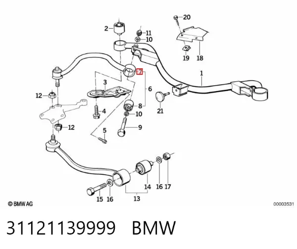 Brazo superior izquierdo de la suspensión delantera 31121139999 BMW