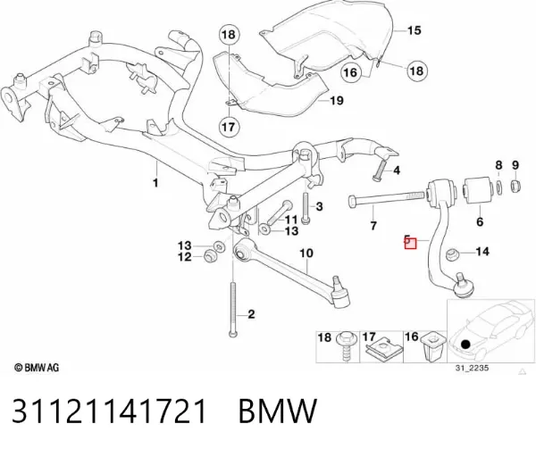 Brazo inferior izquierdo de la suspensión delantera 31121141721 BMW
