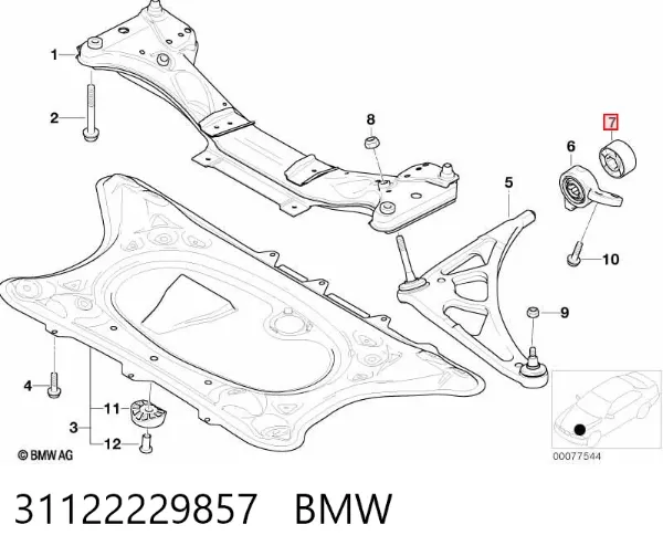 Silentblock del brazo de suspensión 31122229857 BMW