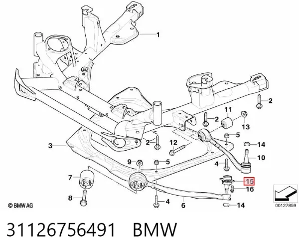 Rótula inferior de suspensión 31126756491 BMW