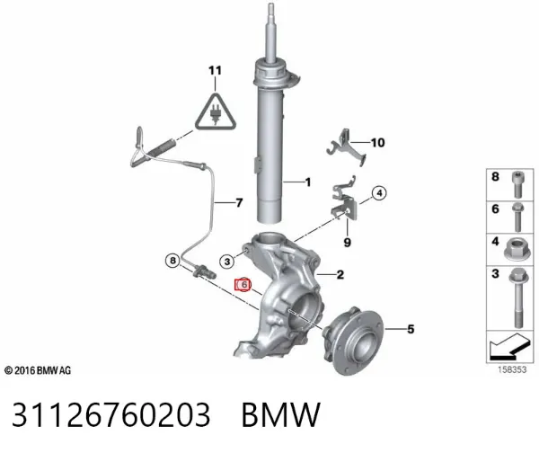 Perno de cubo 31126760203 BMW