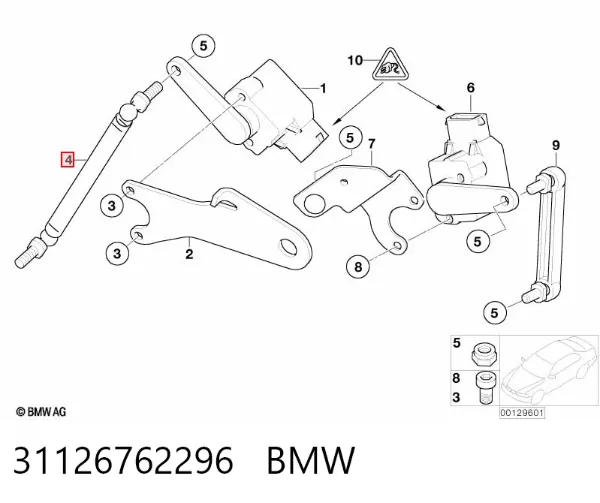 Barra delantera del sensor de nivel de carrocería 31126762296 BMW