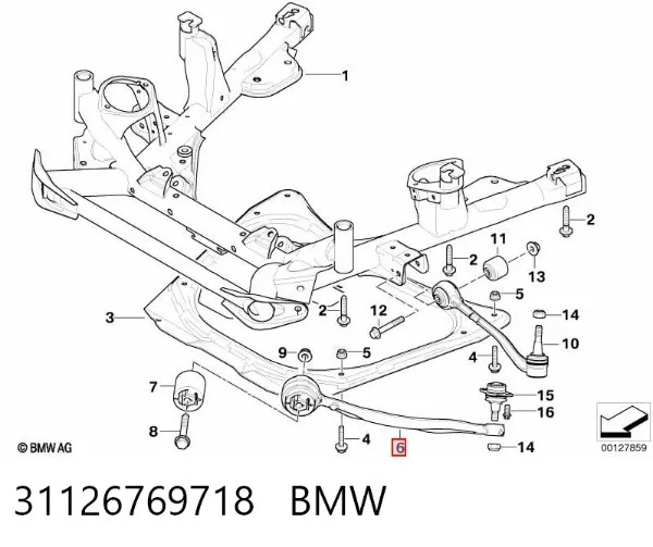Brazo inferior derecho de la suspensión delantera 31126769718 BMW