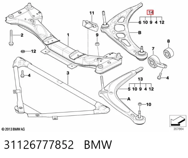 Brazo inferior derecho de la suspensión delantera 31126777852 BMW